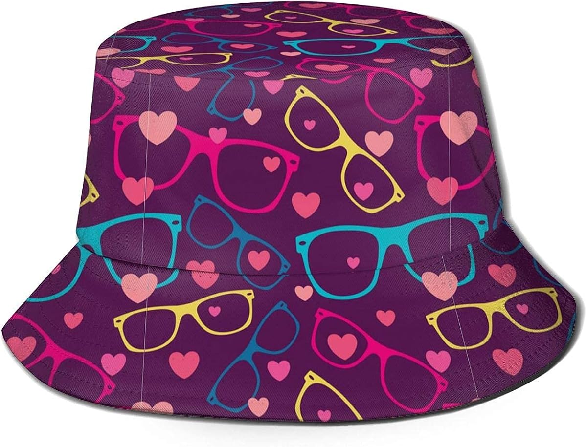 AOOEDM Love Vintage Sunglasses Art Round Unisex Printing Bucket Hat