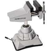 POWERTEC Vacuum Base Vise, 2-3/4 Inch Jaw Portable Table Suction Clamp with 360&deg; Swivel Head for DIY Projects, Woodworking, Model Building, Soldering, and Crafts (71016V)