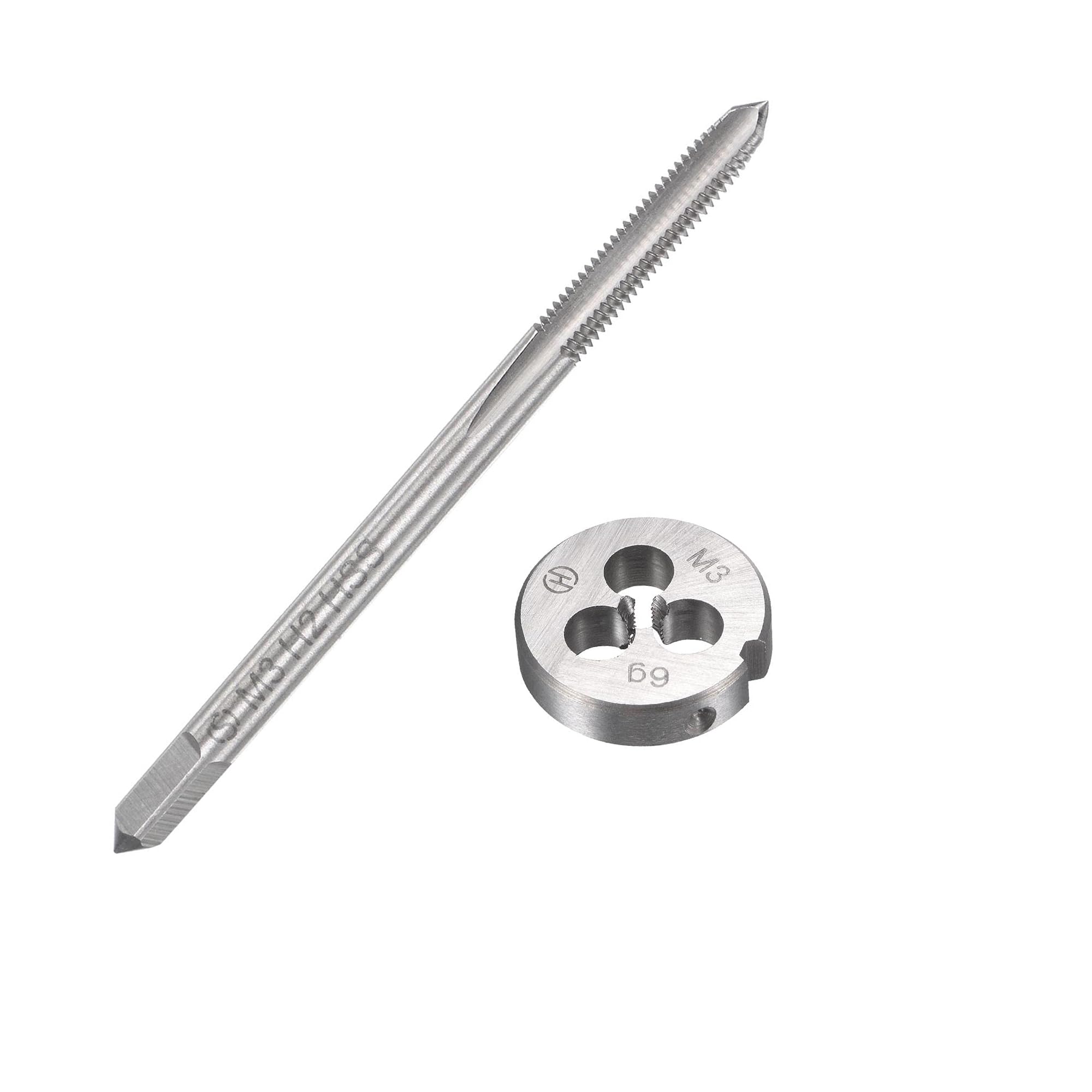 MACHSWON M3 x 0.5mm Metric Tap and Die Set - Machine Thread Screw Tap with Round Threading Die Kit for Thread Repair