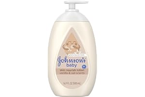 JOHNSON'S BABY Johnson's Skin Nourishing Baby Lotion, Vanilla & Oat Scents, Hypoallergenic Baby Body Lotion for 72 Hour Hydration Until Baby's Next Bath Moisturizes & Protects from Dryness, 16.9 fl. oz