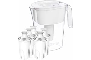 Brita Water Pitcher with 5 Replacement Water Filters - Water Filter Pitcher w/Brita Filter Replacement for Brita Pitcher - Bundle Brita Pitcher w/ 2 Brita Water Filter & 3 Joey'z Replacement Filters