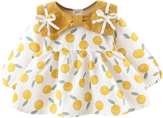 Amazon Co Jp ベビー服 ワンピース レジス ミニドレス 女の子 長袖 フルーツ柄 ちょう結び プリンセス 洋服 赤ちゃん服 ガールズ お姫様 フォーマルワンピース カジュアル パーティードレス 子供服 出産祝い 結婚式 発表会 ハロウィン 遊園地 仮装 衣装 イエロー 12 18