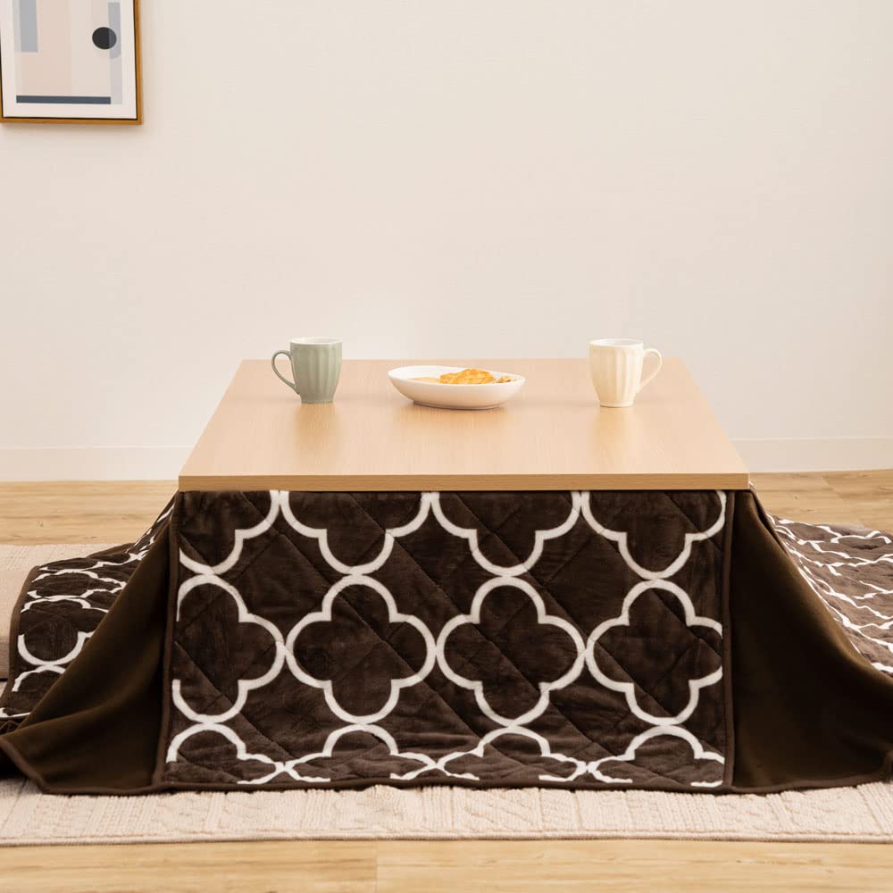 アイリスプラザ こたつセット こたつテーブル + こたつ布団 長方形 120×80cm ヴィンテージこたつ おしゃれ 天板 ナチュラル × 布団 ブラウン SJ-K16-IR商品画像