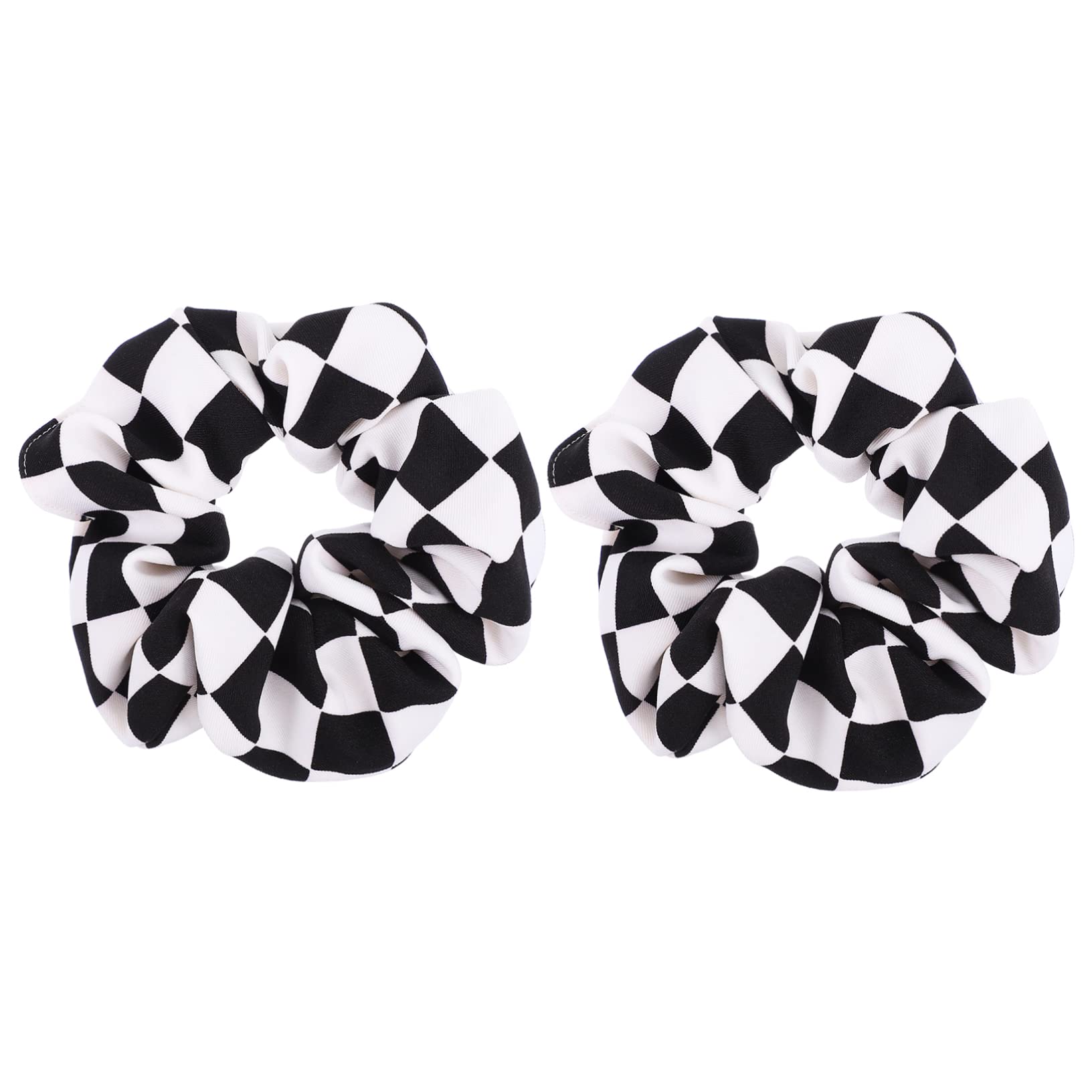 HONMEET 2pcs Chessboard Pattern Hair Scrunchies for Women Elastic Hair Ties for Everyday Use for Ponytails and Half-up Looks