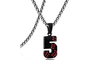 SKQIR Baseball Jersey Number Pendant for Men & Boys - Stainless Steel Chain for Athletes - Black