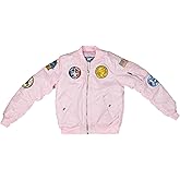 Up and Away Medium-Weight MA-1 Flight Bomber Jacket in Pink With Six Patches