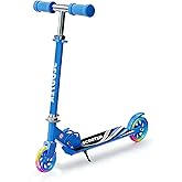 Scooter for Kids Ages 3+, Kids Kick Scooter with Led Light Up, Girly Pink Scooter with 3 Levels Adjustable, Lightweight Foldable Scooter for Boys&Girls Christmas Birthday Gift