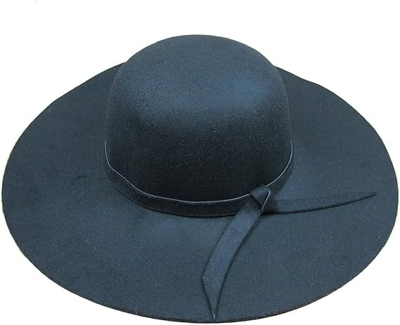 Yuhuan Women Retro Wool Blend Sun Hat Floppy Wide Brim Summer Beach Hat (Black) at Amazon Women's Clothing store