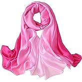 ZMC Long Silk Feeling Scarf,Smooth Gradient Scarf Stripe Lightweight Sun-proof Shawl Wrap Headscarf for Women Spring Summer