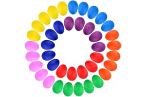 Augshy 40PCS Plastic Egg Shakers Percussion Musical Maracas Easter Eggs with a Storage Bag for Music Learning DIY Painting(8