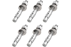 LIONMAX Stainless Steel Concrete Anchor Bolts 3/8" x 3 Inch, 6-Pack Wedge Anchors for Concrete Cement Wall Base Bracket, Rust and Corrosion Resistant