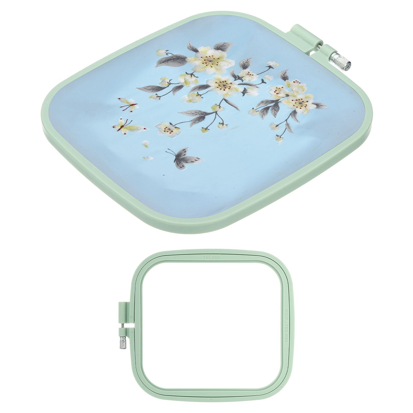 PATIKIL 1 Pieces Square Embroidery Hoops Square Cross Stitch Hoops Frames ABS Plastic Embroidery Hoops for DIY Sewing Tools for Art Craft, Light Green