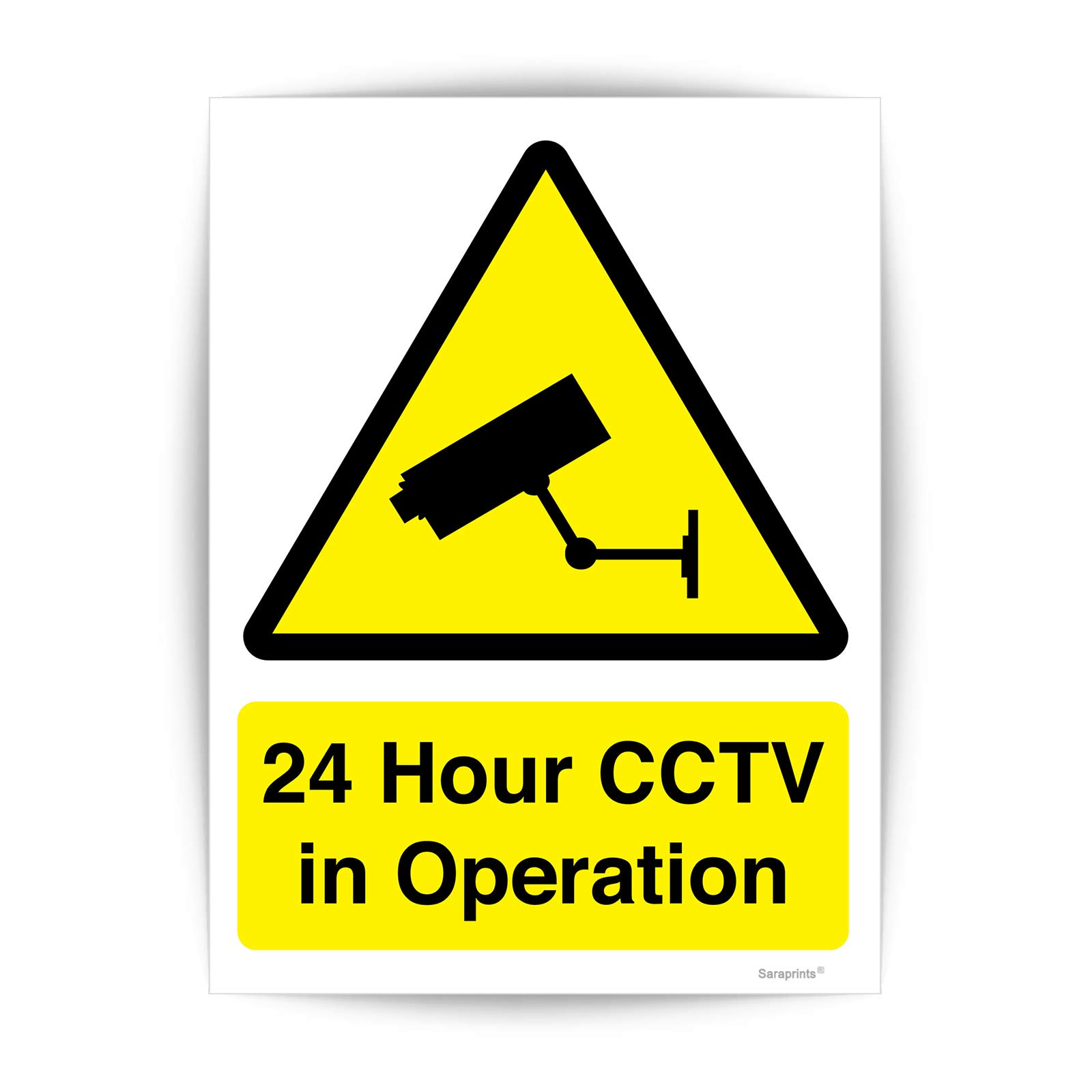 Pack of 5 24 Hour CCTV in Operation Sign Sticker (150 x 200mm) CCTV Sign Sticker Self Adhesive Waterproof CCTV Stickers outdoor for Public & Private Area Monitoring Sara Prints®