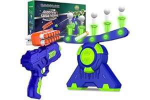 BAODLON Shooting Games Toy for Age 5, 6, 7, 8, 9, 10+ Years Old Kids, Boys - Glow in The Dark Floating Ball Target with Foam Dart Toy Gun, 10 Balls/5 Targets - Ideal Gift