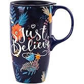 Topadorn 17oz Ceramic Travel Mug with Lid & Handle, Porcelain Coffee Cup with Gift Box, Dishwasher & Microwave Safe, Ideal for Daily Use, Commute & Gifting