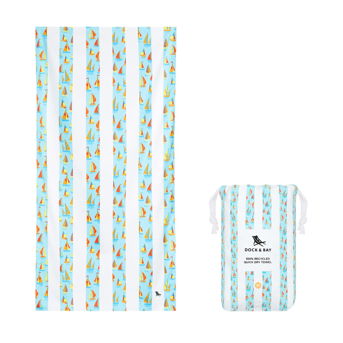 Dock & Bay Kid's Towel - For Beach Use - Quick Dry, Sand Free - Compact, Lightweight - 100% Recycled - Includes Bag - Oh Buoy, Large (160x90cm, 63x35")