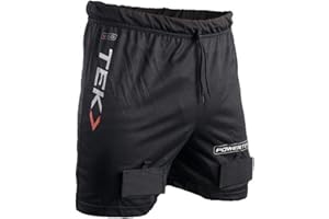 PowerTek Youth Boy's Mesh Loose Fit Ice Hockey Jock Shorts, Cup & Tabs for Socks