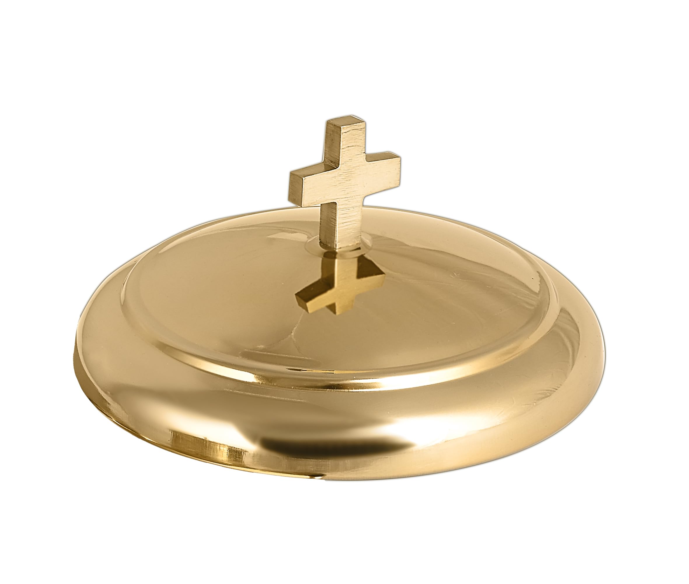 Mayur Exports Premium Holy Communion Bread Plate Cover, Stainless Steel Silver Matte Finish – Church Communion Supplies & Religious Accessories (Brass Mirror)