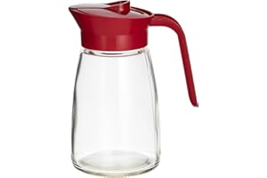 GoodCook 12 oz. Glass Syrup Dispenser with Lid, Clear/Red