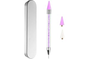 ZXUY Dual Ended Nail Rhinestones Picker Dotting Tools with 2 Extra Wax Head Nail Art Design Dotting Pen,DIY Nail Art Decoration Wax Tip Pencil for Gems Crystals Studs Beads (Purple)
