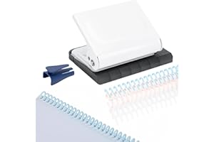 10-Hole Binding Machine Spiral Coil Binder, Manual Book Binder Machine with 10 Multi-Color Rings, for 30-Hole A4, 26-Hole B5,