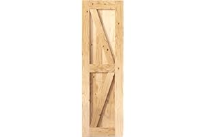 Homacer 5-in-1 Design Solid Natural Pine Wood Barn Door, 24in Wide 80in High, Unfinished and Unassembled, with Pre-drilled Ho