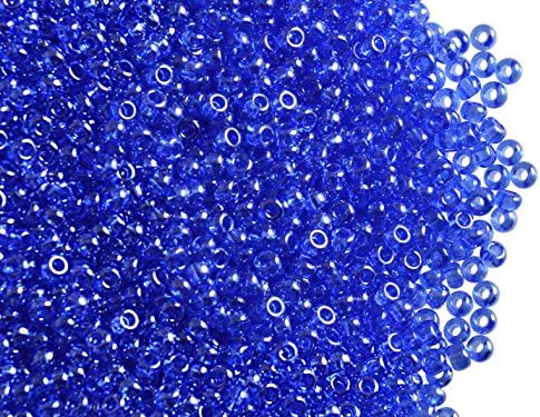 20gr 10/0 Preciosa Czech Round Glass Seed Beads,Sapphire Transparent Luster