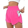 BMJL Women's Athletic Shorts High Waisted Running Shorts Pocket Sporty Short Gym Elastic Workout Shorts