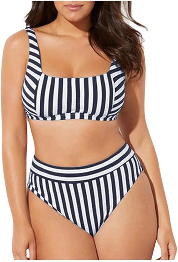 Amazon Tangqi タンキニ 中学生 ジュニア レディース 水着 体型カバー 大きいサイズ ボーダー 2点セット ビキニ ハイウエスト セクシー ママ水着 モノキニ かわいい おしゃれ 着痩せ 安い セパレーツ カバーアップ パッド付 通気 上品 伸縮性 着心地良 ビキニ