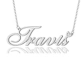 AOLO Travis Heart Name Necklace Silver Stainless