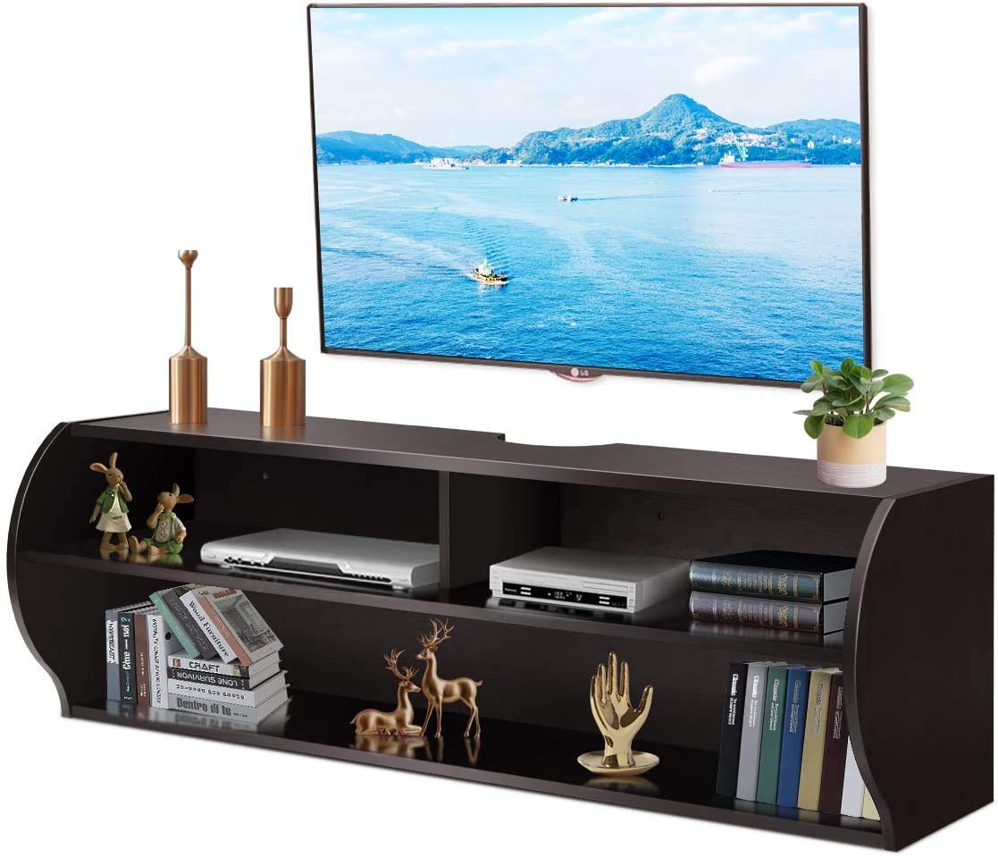 Buy Tangkula Wall ed Media Console, Floating TV Stand 2 Tier