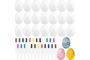 Morcheiong 24 Pcs White Plastic Egg Shakers Musical Instruments, Easter Egg Favors Egg Maracas Shakers for Kids, DIY Set with
