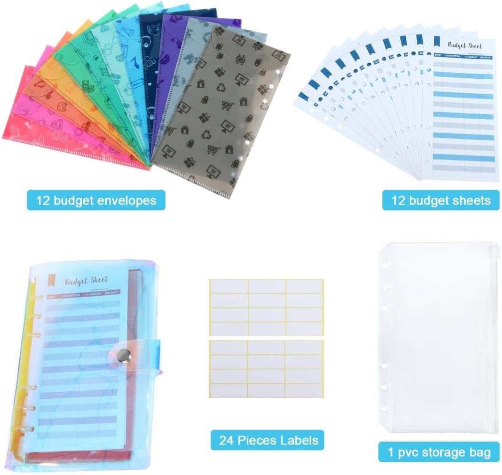28 Pieces Budget Planner Organizer Binder Budgeting Envelopes 12 ...