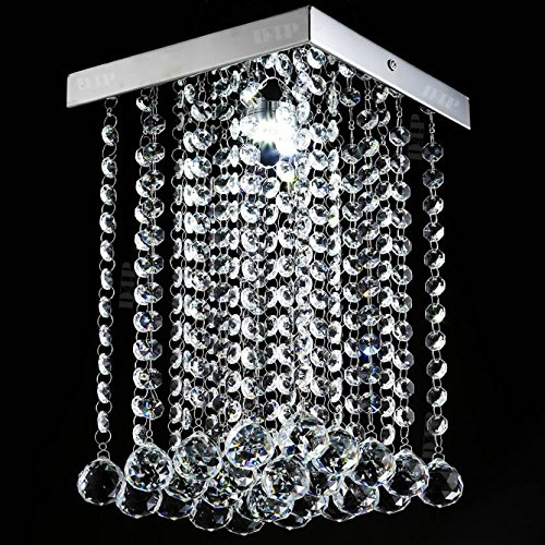 Discount4product 27cm-Square-chandalier-Flate Modern Ceiling Light Fixture (Transperent)