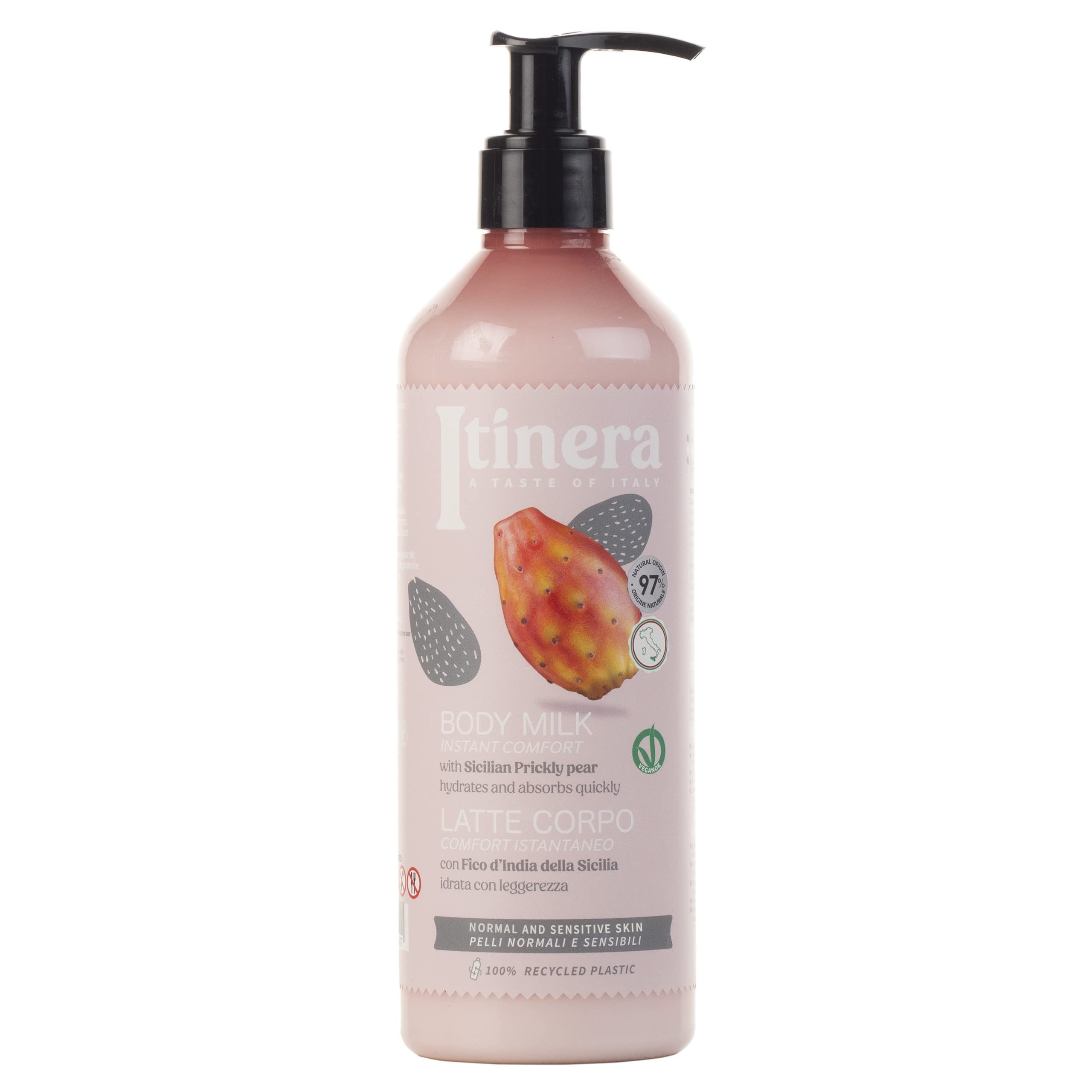 Itinera Instant Comfort Body Lotion Milk with Sicilian prickly pear, 97% natural ingredients 370 ml 2 units