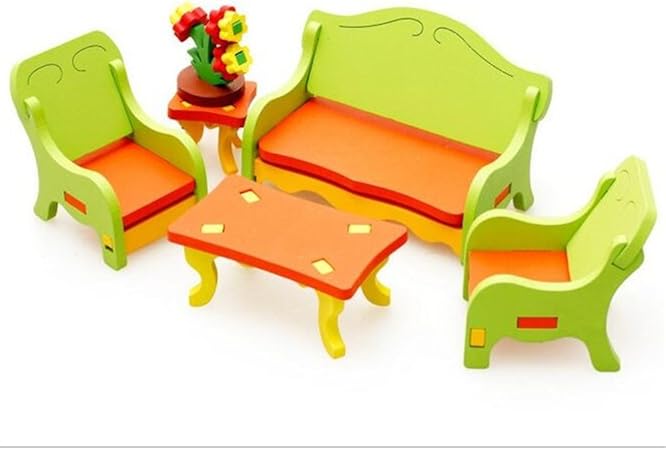 Amazon Co Jp Zhjxq 子供たちがおもちゃを学ぶ 木製玩具 Diy組み立てブロック ままごと ごっこ遊び 積み木 3dモデルを組み立てる ミニ家具のテーブルと椅子のモデル を組み立てた おもちゃの分解 手作りおもちゃ 環境を守ること 無毒 安全性 ソファー ベビー マタニティ