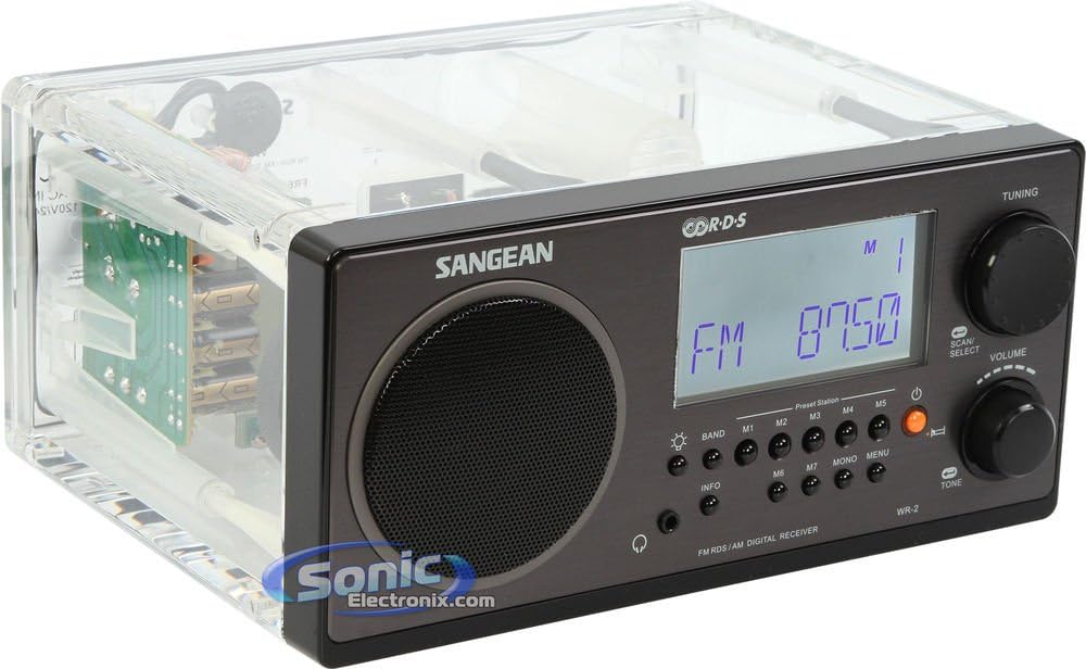 Sangean WR2CL AMFM RDS Digital Tuning Radio Clock Clear Case