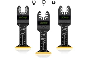 Litorange 3 Pcs Extra-Long Titanium Oscillating Multitool Blades, Universal Quick Release Saw Blades for Cutting Metal Nails 