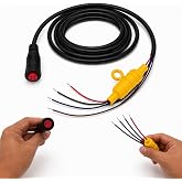 010-12938-00 Power/Data Cable Compatible with Garmin ECHOMAP Ultra, 6FT | 6FT 4-pin power/data cable with fuse and NMEA 0183, compatible with ECHOMAP Ultra 102sv/106sv/122sv/126sv and Ultra 2