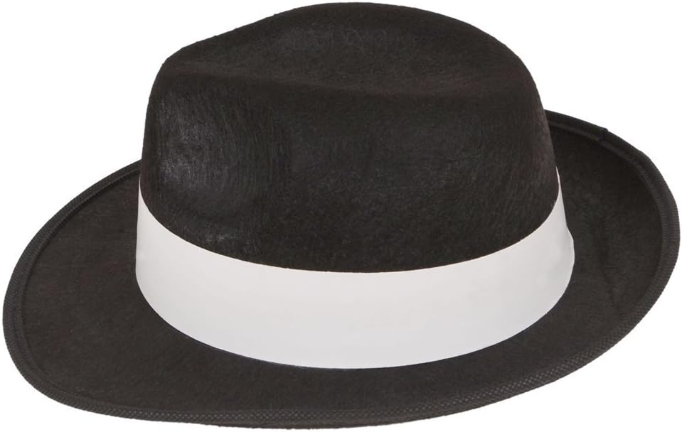Felt Gangster Hat - Black with white band Adult Fancy Dress Accessory - Image 3