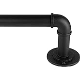 Industrial Curtain Rods for Windows 28 to 48 Inches, Blackout Wrap Around Curtain Rod, for Indoor and Outdoor, 7/8 Inch Diameter, 33 to 45 Inches, Black
