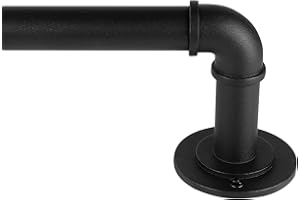 JOYULTRA Industrial Curtain Rods for Windows 28 to 48 Inches, Blackout Wrap Around Curtain Rod, for Indoor and Outdoor, 7/8 Inch Diameter, 33 to 45 Inches, Black