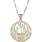 Glaze Round Pendant Jewelry 24k Gold Plated Religious Islamic Muslim Allah Crystal Pendant
