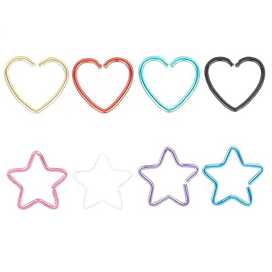 Amazon.com: 18 G corazón \ estrella oreja, nariz piercing ...