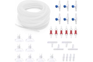 pewyoke Premium 50FT 3/16inch Air Hose for Aquarium with Connector,Check Valve, Control Valve Accessories (Translucent, 50 ft.)