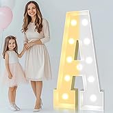 Pooqla 4 FT Marquee Light Up Letters, Cool White and Warm White Giant LED Sign Marquee Letter 4 Feet Tall, Big Mosaic Letter A for Balloons Birthday Party Anniversary Wedding Decorations
