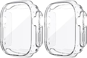 HANKN 2 Pack Soft TPU Clear Case for Apple Watch Ultra 2 1 49mm Screen Protector Case, Full Coverage Shockproof Iwatch Bumper Cover (Clear+Clear, 49mm)