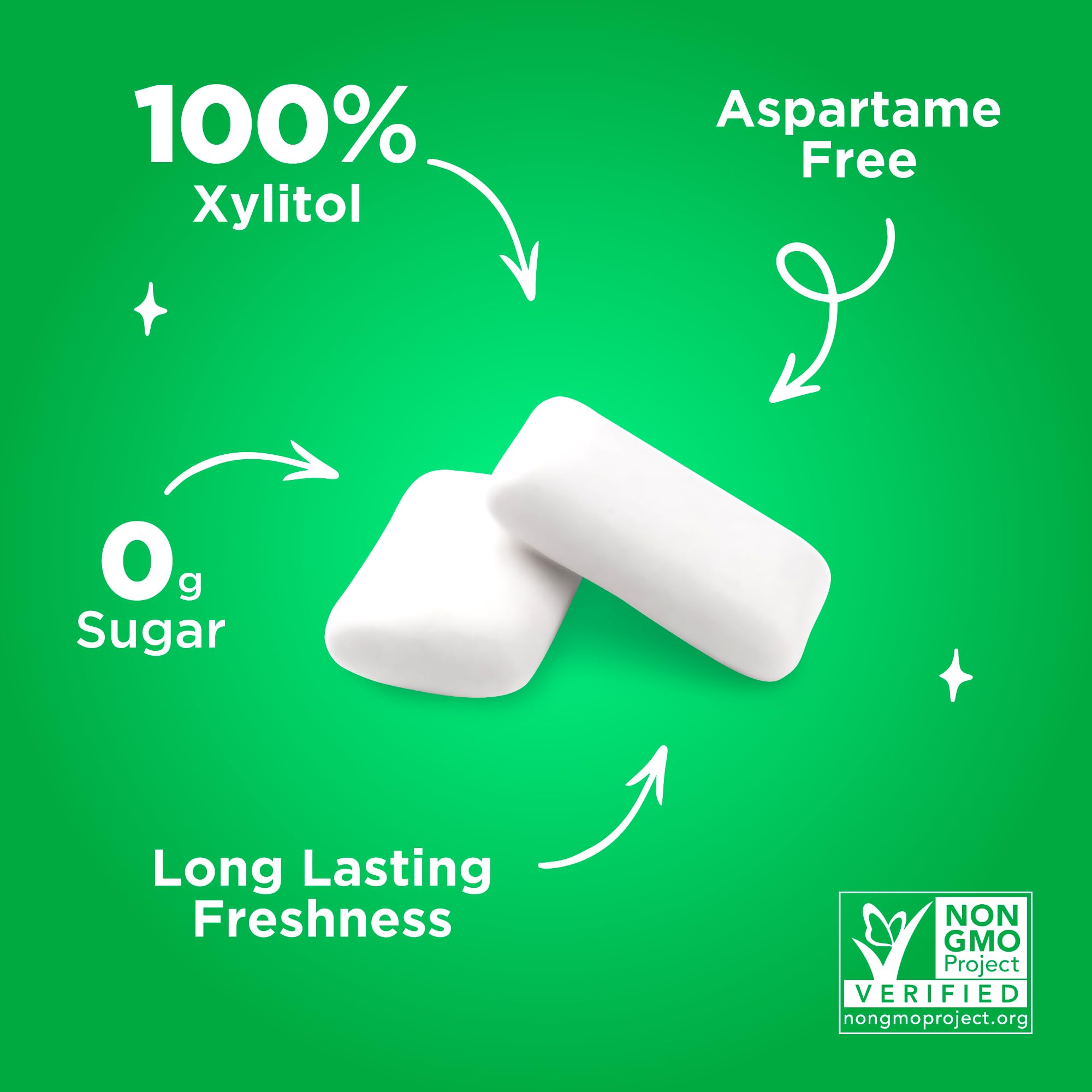 PUR Gum | Zuckerfreier Kaugummi | Mit Xylit | Vegan, Aspartamfrei & Glutenfrei | Natürlicher Kaugummi Mit Spearmint-Geschmack, 55 Stück (3er Pack) 4
