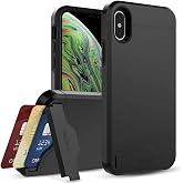 Teelevo Wallet Case for iPhone Xs (2018), Dual Layer Case with Card Slot Holder and Kickstand for iPhone Xs and iPhone X - Black