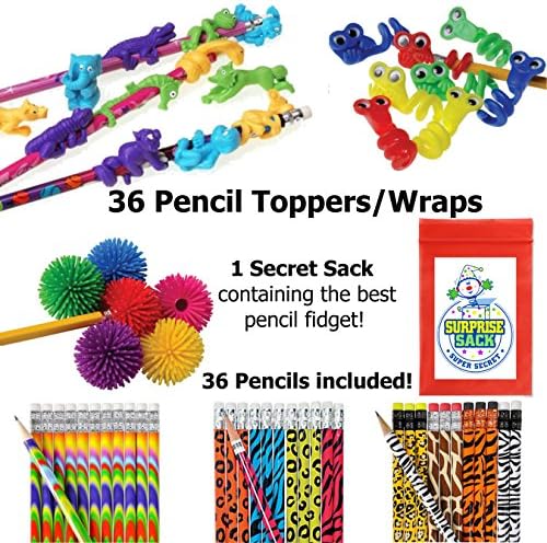 USToyKF 36 Pencils & 36 Fun Pencil Toppers
